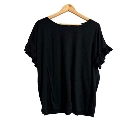 Max Studio Black Ruffled Sleeve Top 2X - Picture 1 of 4